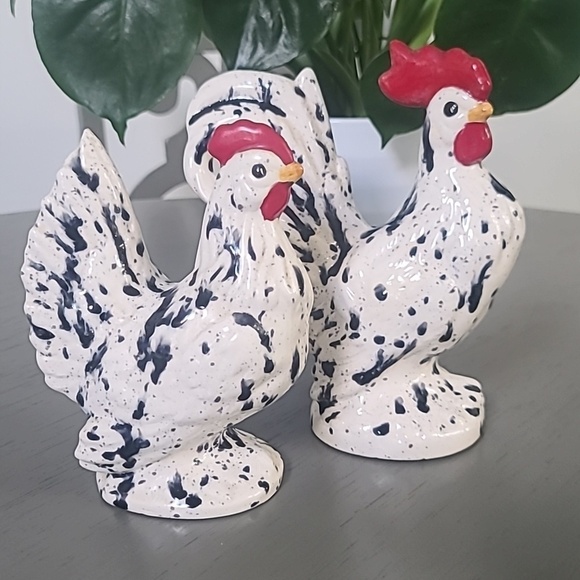 Hand made Other - Speckled Rooster Figurines Set Of 2